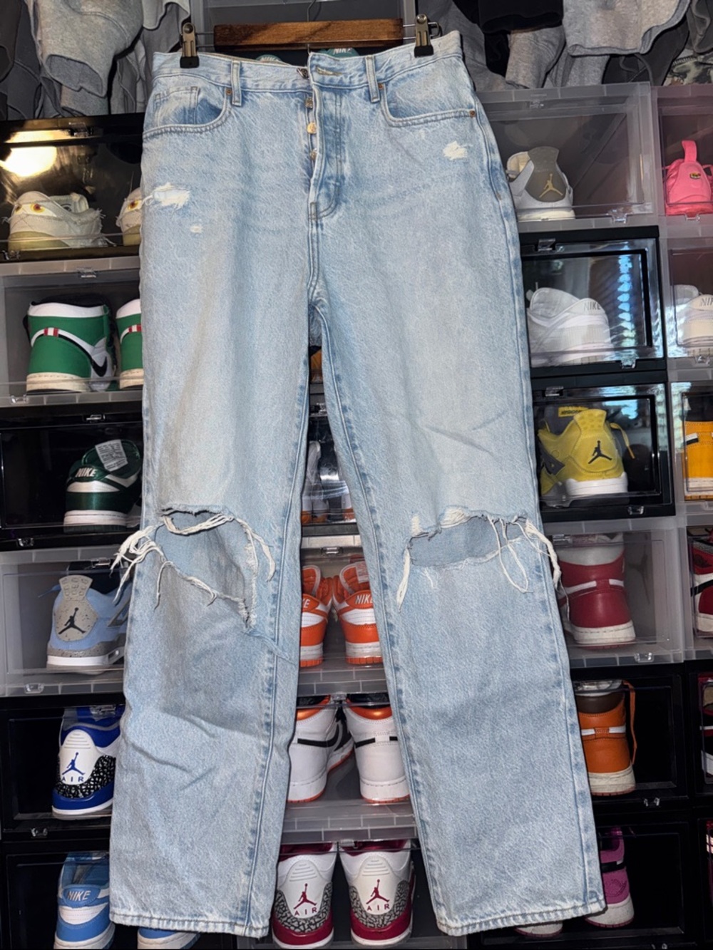 PacSun Light Blue Ripped Straight Leg Jeans